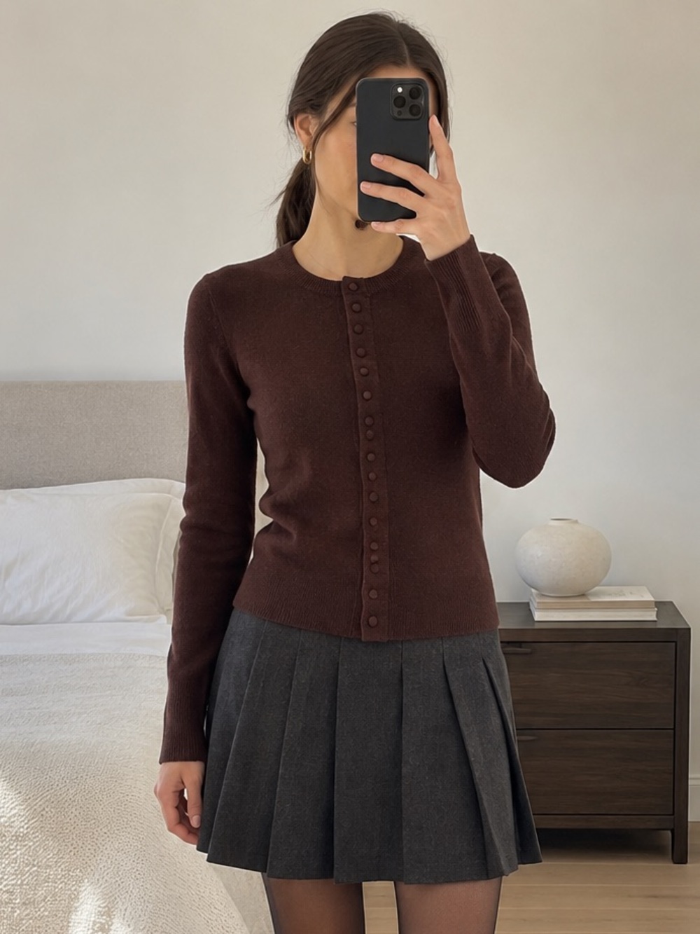 WILT 100% Cashmere Button Front Cardigan Chocolate Brown XS New With Tags